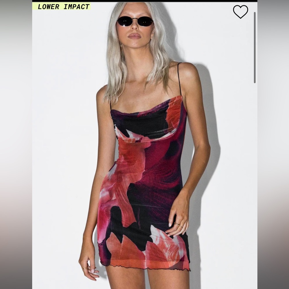 Red and black mini dress